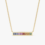 Long Rainbow Sapphire Bar Necklace