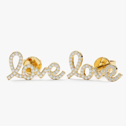 Love Script Diamond Studs