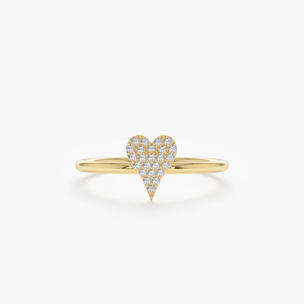 Micro Pave Diamond Heart Ring
