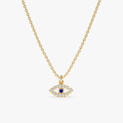 Mini Diamond Sapphire Eye Necklace