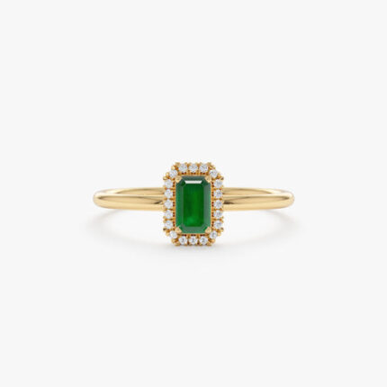 Mini Emerald and Diamond Engagement Ring