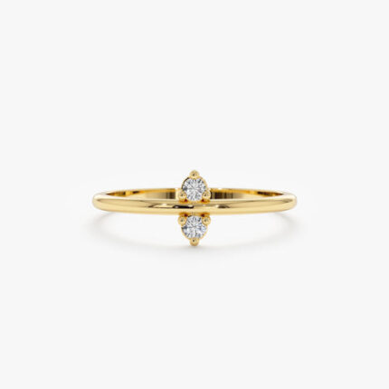 14K Solid Gold Minimalist Natural Diamond Ring