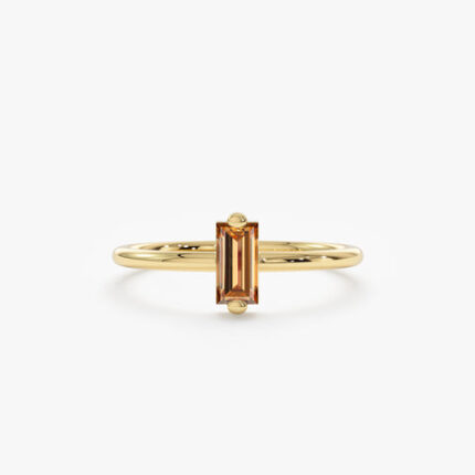 Minimalistic Baguette Cut Natural Citrine Ring