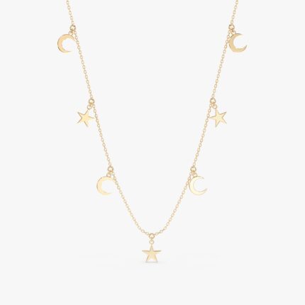 Moon & Star Drop Necklace