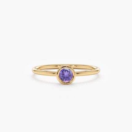 Natural Amethyst Bezel Ring