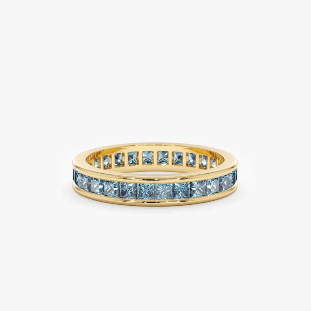 Natural Blue Topaz Eternity Ring