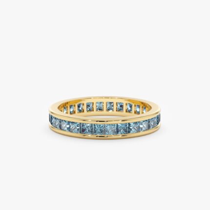 Natural Blue Topaz Eternity Ring