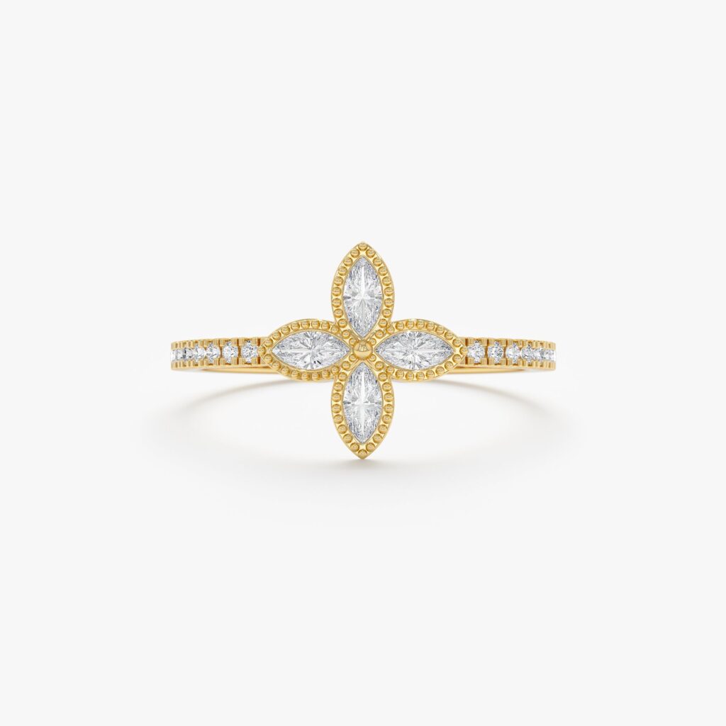 Natural Diamond Clover Ring