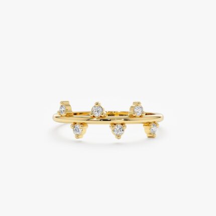 14K Solid Gold Natural Diamond Zigzag Ring