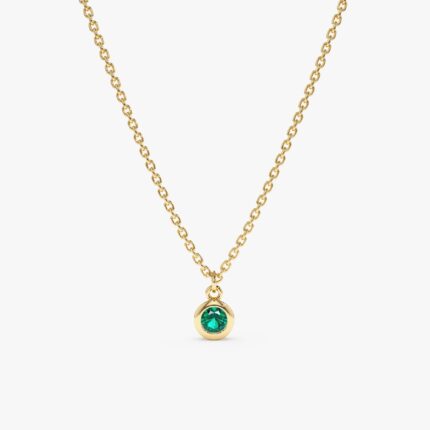 Natural Emerald Bezel Necklace