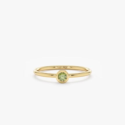 Natural Peridot Bezel Ring