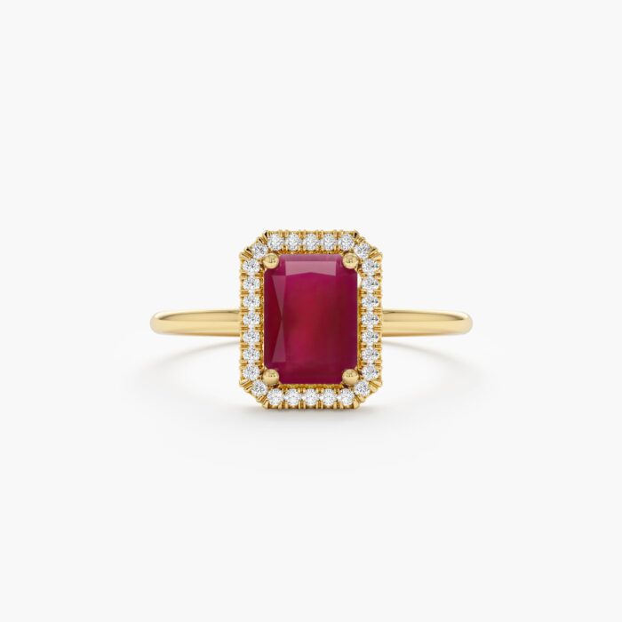 Natural Ruby and Diamond Engagement Ring