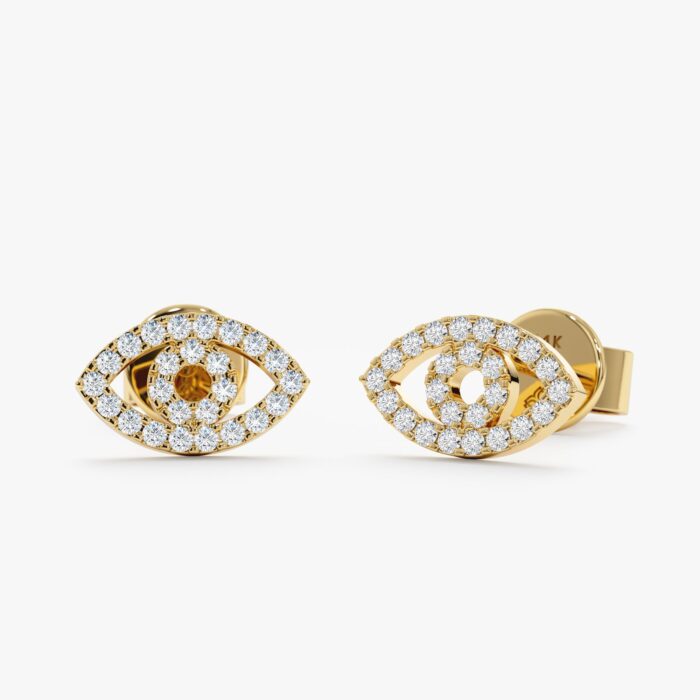 Pave Diamond Evil Eye Studs