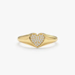 Pave Diamond Heart Signet Ring