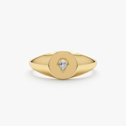 Pear Diamond Signet Ring