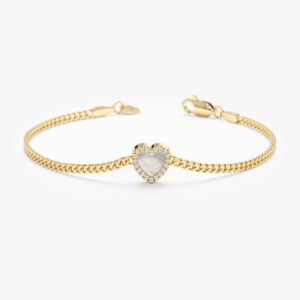 Pearl Heart Cuban Chain Bracelet