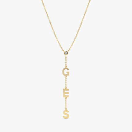 Personalized Single Diamond Lariat Necklace