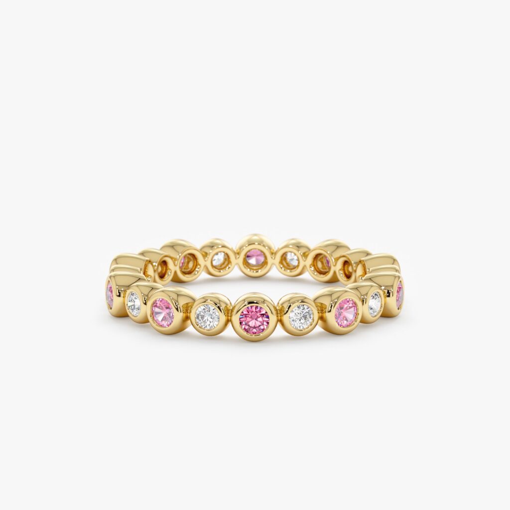 Pink Sapphire and Diamond Eternity Band