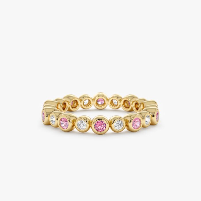 Pink Sapphire and Diamond Eternity Band