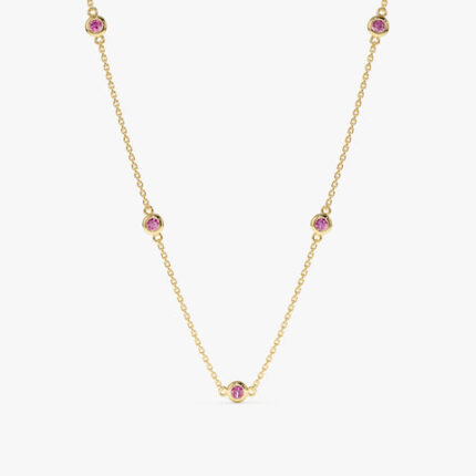 Pink Sapphire Station Necklace