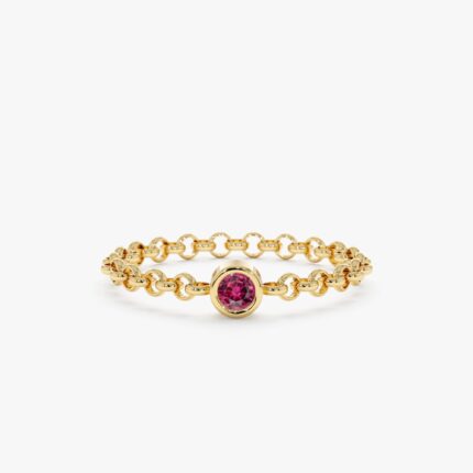 Pink Tourmaline Chain Ring