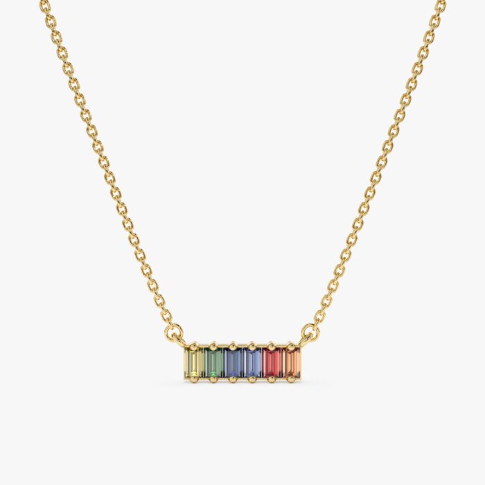 Rainbow Sapphire Bar Necklace