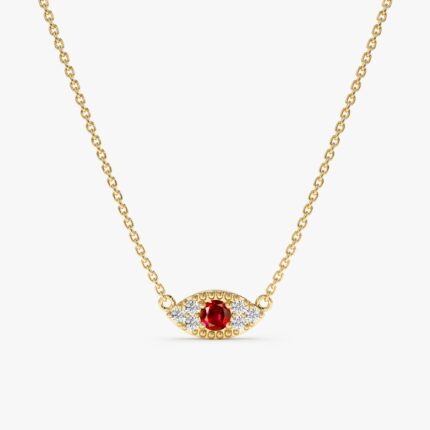 Ruby & Diamonds Eye Necklace