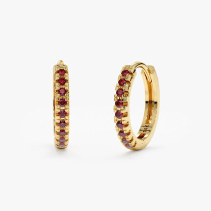 Ruby Huggie Hoop Earrings