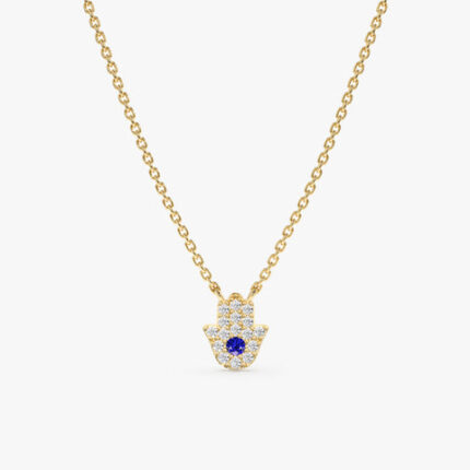 Sapphire & Diamonds Hamsa Necklace