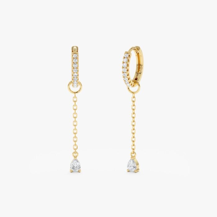 Single Diamond Drop Charm Huggies