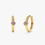 Solid Gold Amethyst Huggies