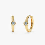 Solid Gold Aquamarine Huggies