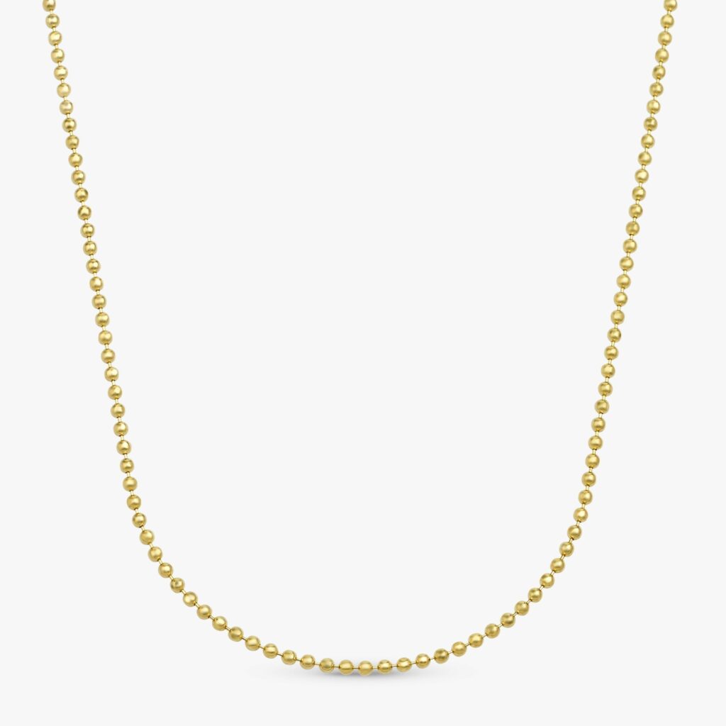 Solid Gold Beaded Chain Necklace