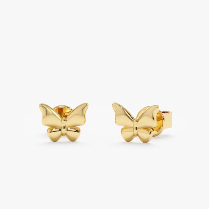 Solid Gold Butterfly Stud Earrings