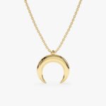 Solid Gold Crescent Horn Necklace