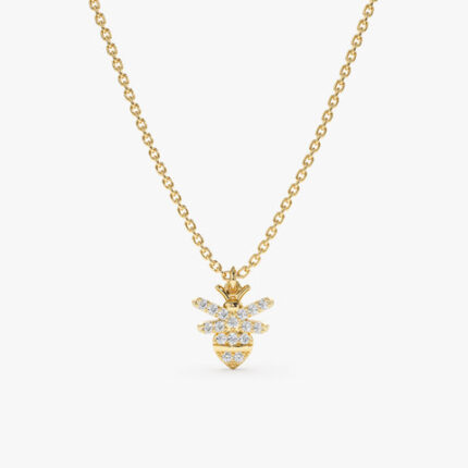 Solid Gold Diamond Bumblebee Necklace