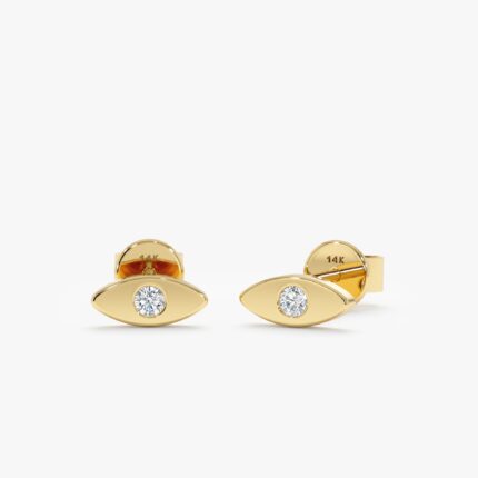 Solid Gold Diamond Eye Studs