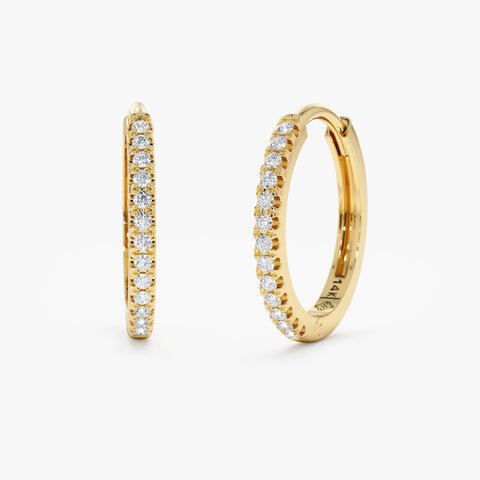 Solid Gold Diamond Hoop Earrings