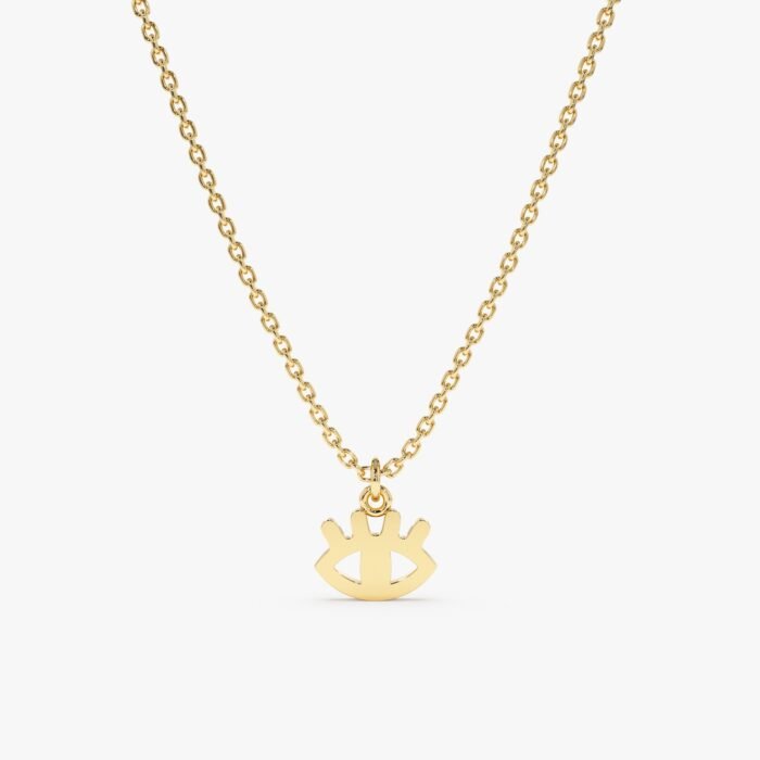 Solid Gold Evil Eye Lash Necklace