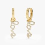 Solid Gold Love Charm Huggies
