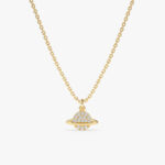 Diamond Saturn Pendant Necklace