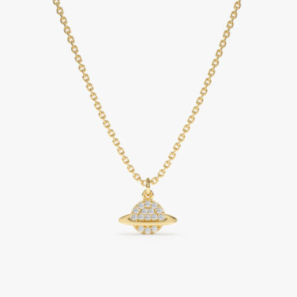 Diamond Saturn Pendant Necklace