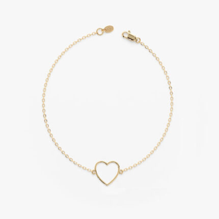 Solid Gold Open Heart Bracelet