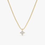 Solid Gold Petite Diamond Clover Necklace