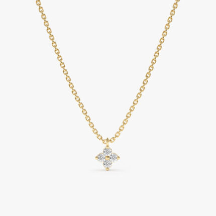 Solid Gold Petite Diamond Clover Necklace