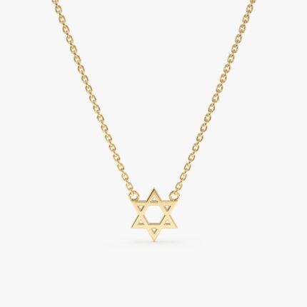 Solid Gold Star of David Necklace