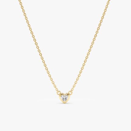 Solitaire Diamond Heart Necklace