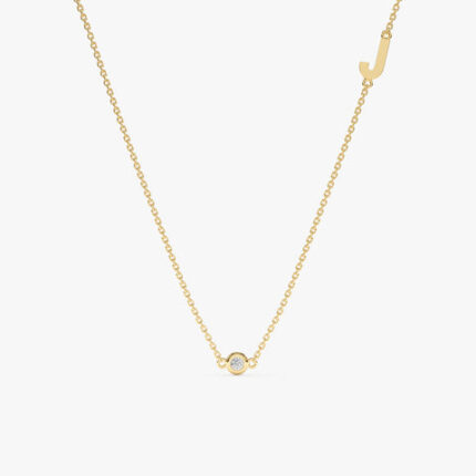 Solitaire Initial & Diamond Necklace