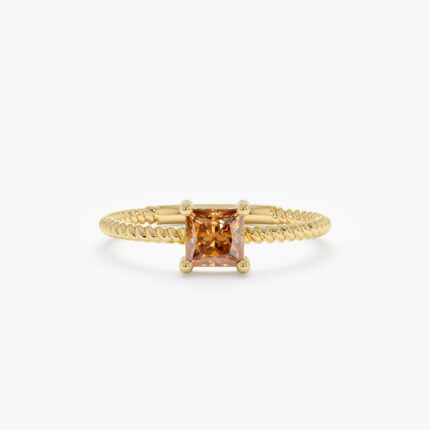 Square Citrine Ring