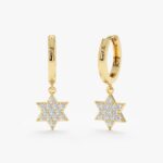 Star of David Diamond Charm Huggies